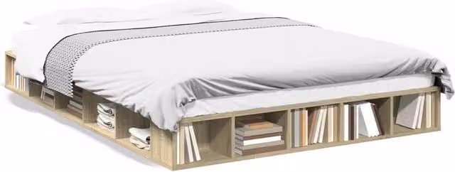 Letto matrimoniale per adulti con vani laterali in legno rovere e multistrato L/P/H: 140 x 200 cm