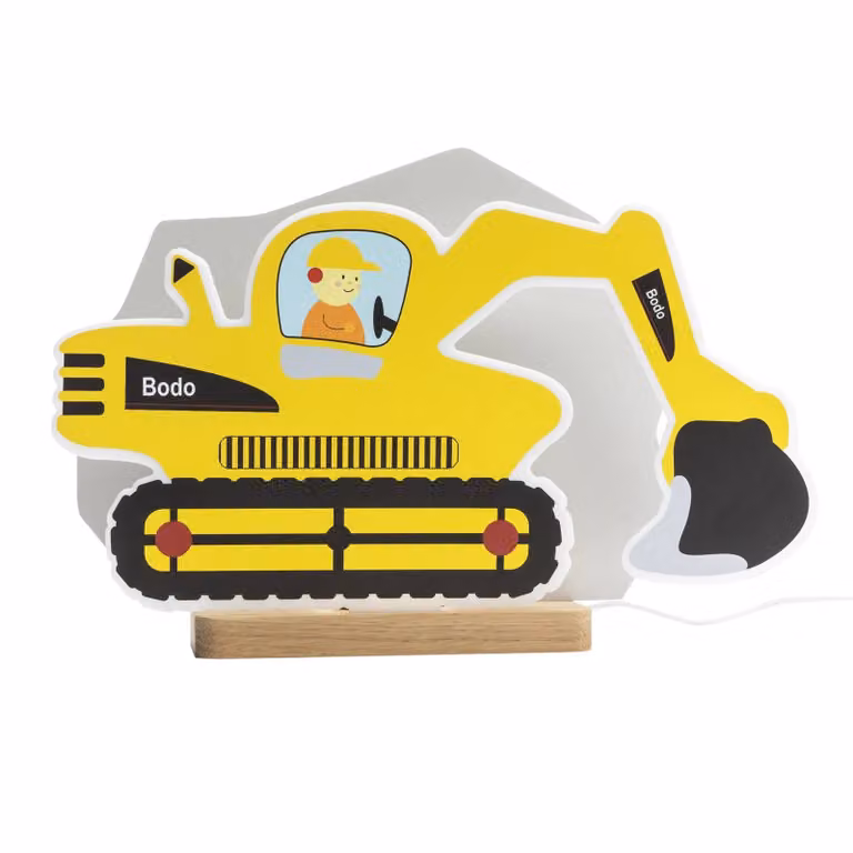 Elobra Lampada da tavolo Bagger, dimmerabile, Giallo / Arancione, Cameretta, Legno, Lampada da tavolo