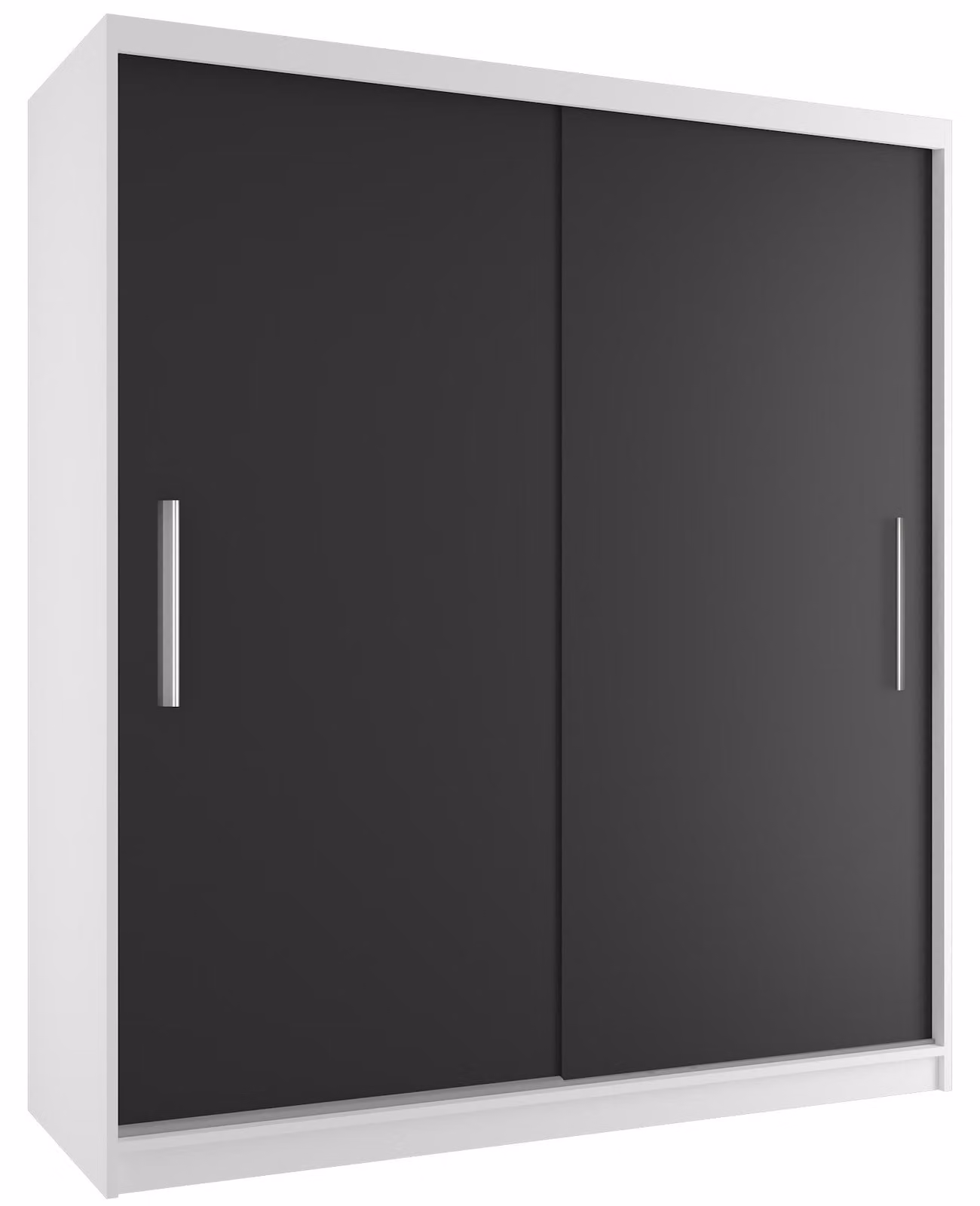 BELINI Verona, armadio scorrevole da 158 cm, bianco/nero opaco - armadio per l'ingresso con asta appendiabiti, ideale per la camera da letto