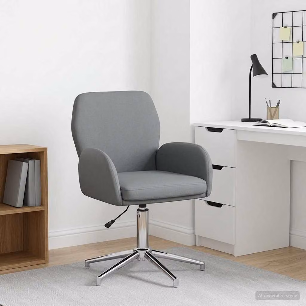 Sedia da scrivania girevole vidaXL Grigio, moderna con braccioli per ufficio e casa, L: 54 cm, P: 58 cm, H: 90 cm