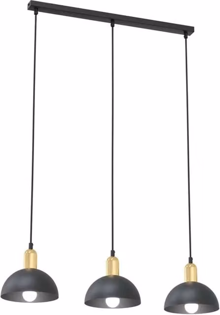 Lampadario a sospensione Luceart-Classic con 3 luci a cupola in acciaio inossidabile nero e oro – 1