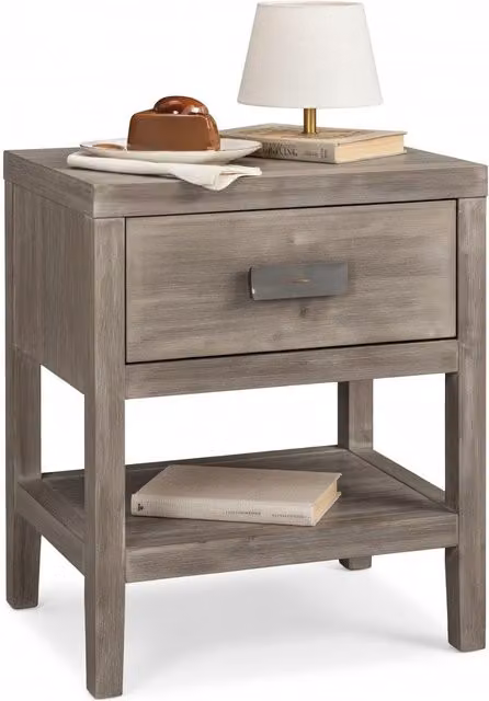 Comodino Cortina Mobili 2G con 1 cassetto in legno di abete grigio e beige L/P/H: 45 x 38 x 60 cm – 1