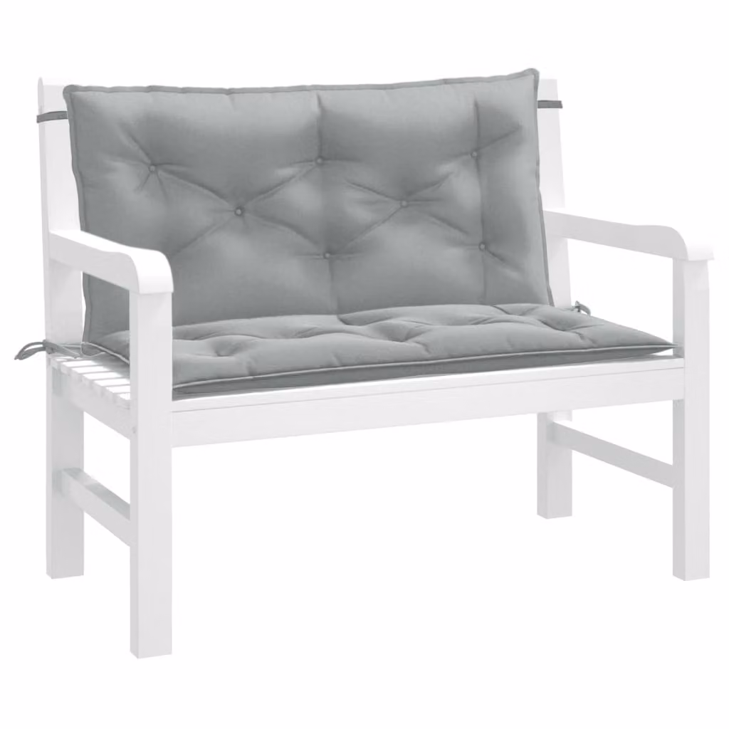 Set di 2 cuscini per panca da giardino vidaXL in poliestere, colore grigio, L 100 cm x P 50 cm x H 7 cm, resistenti ai raggi UV e antiscivolo