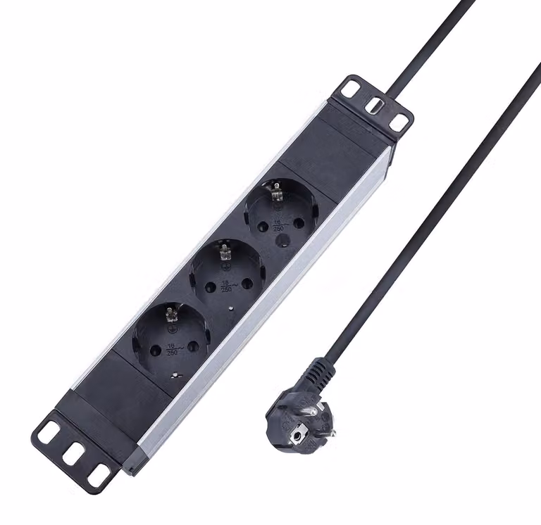 as-Schwabe Ciabatta elettrica a 3 prese RACK 10 pollici 2 m Presa multipla di rete