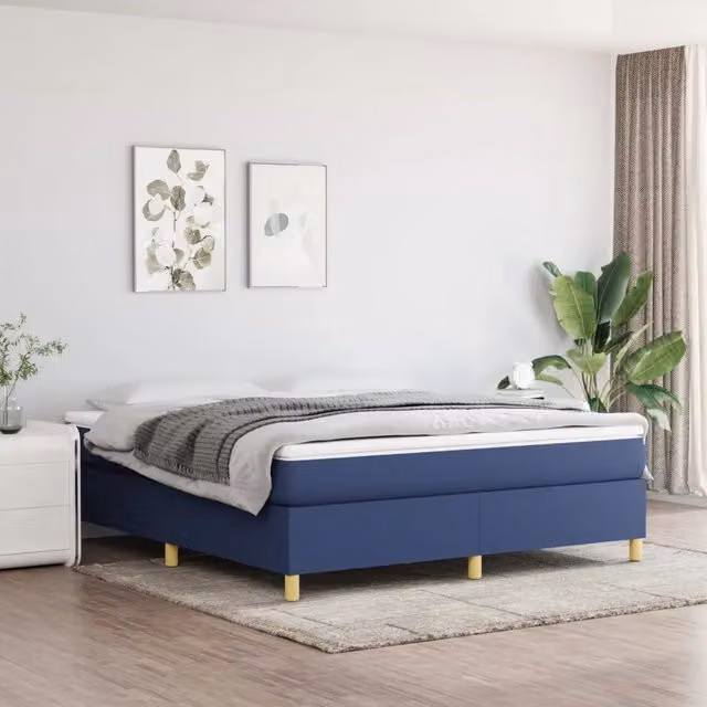 Letto Ibrido con Giroletto a Molle e Materasso vidaXL Blu e Bianco L/P: 180 x 200 cm – 1