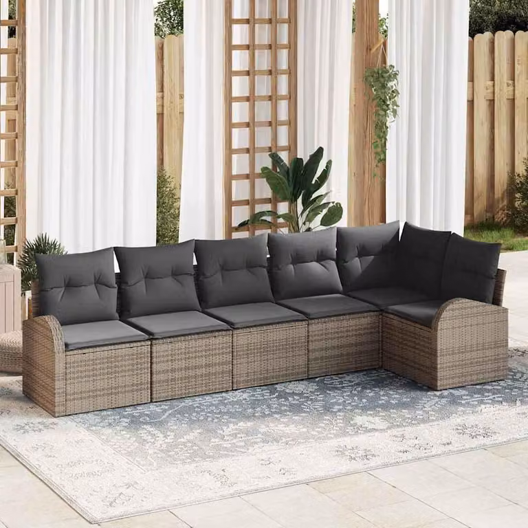 Maison Exclusive - Set Divano da Giardino con cuscino 6 pcs Grigio polyrattan