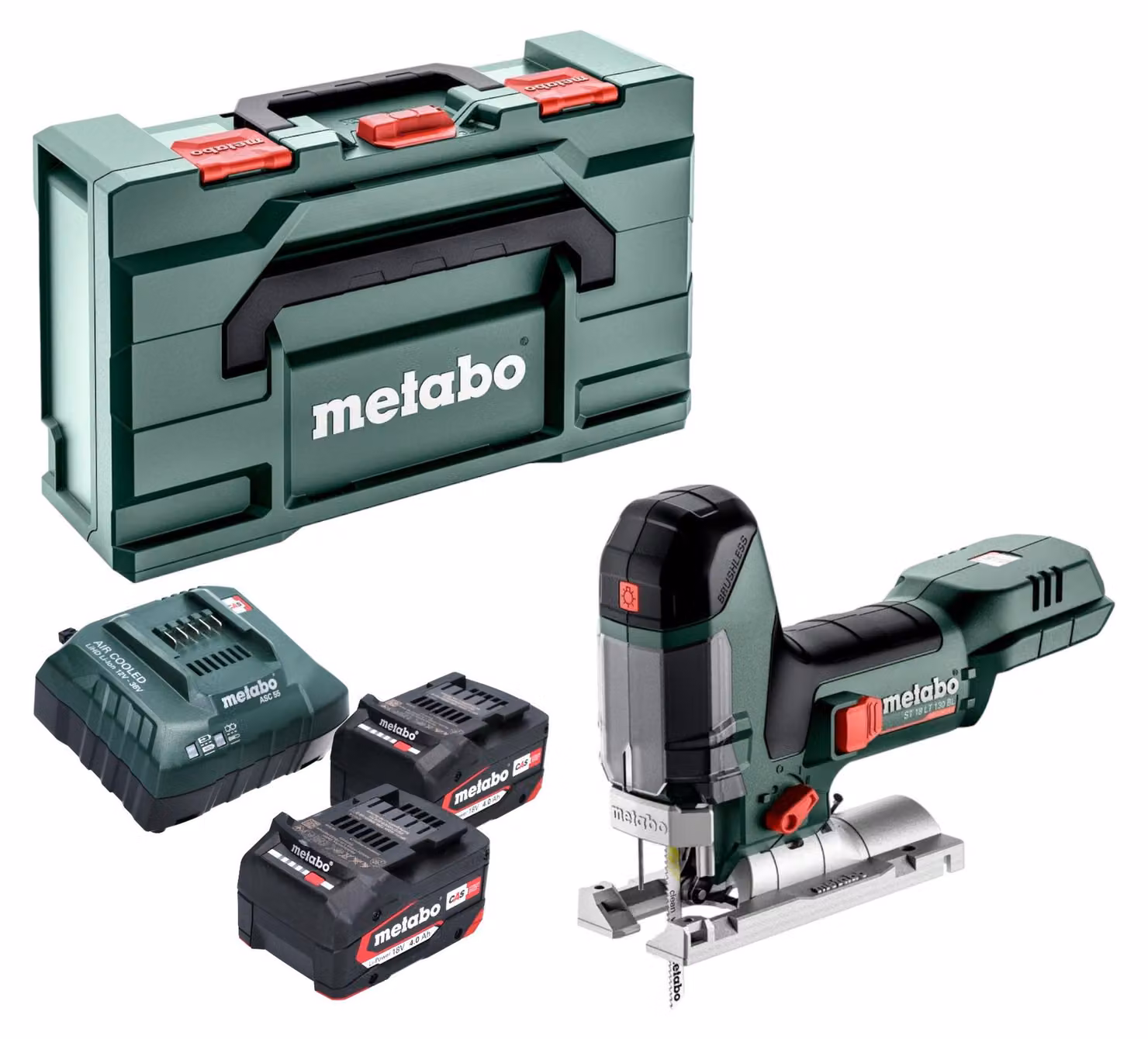 Metabo ST 18 LT 130 BL seghetto alternativo a batteria 18 V 130 mm senza spazzole + 2x batteria 4,0 Ah + caricatore + metabox