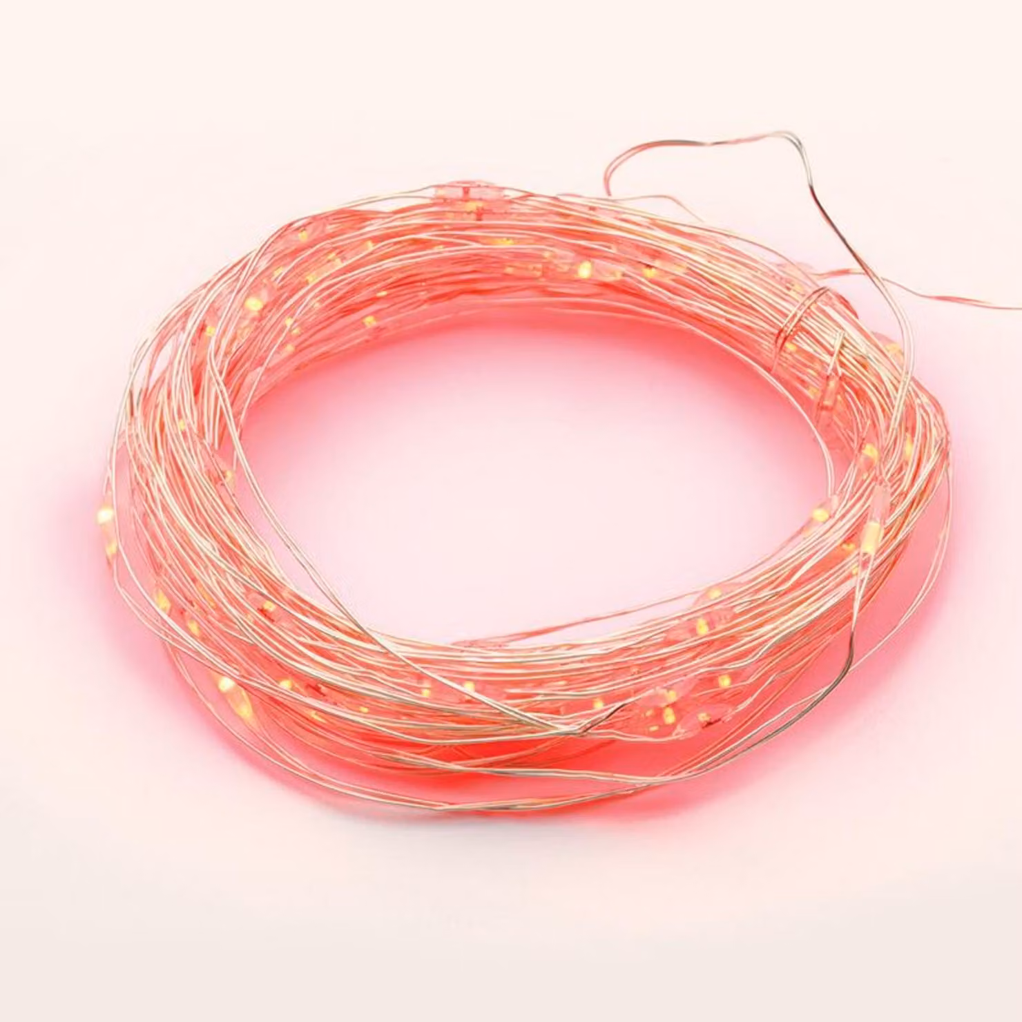 ACA Lighting 100 LED catena decorativa rosso argento cavo rame 220-240V + 8 funzioni IP44 10m+3m 1,8W XSW100RAF44