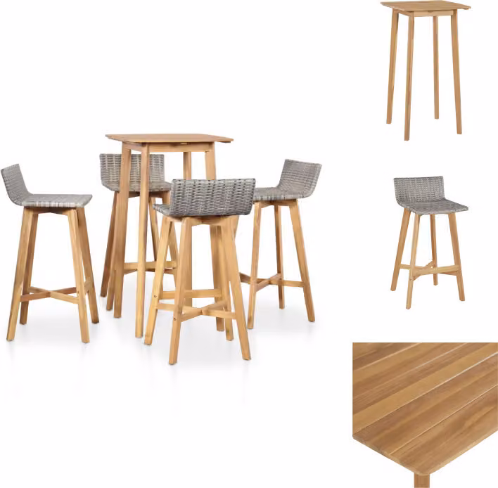 vidaXL Set da pranzo da giardino 5 pezzi in legno massiccio di acacia - Set di mobili da giardino