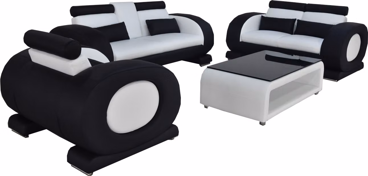 Sofa mit USB Leder Sitz 3+2+1 Komplett Set Garnitur Designer Moderne Polster