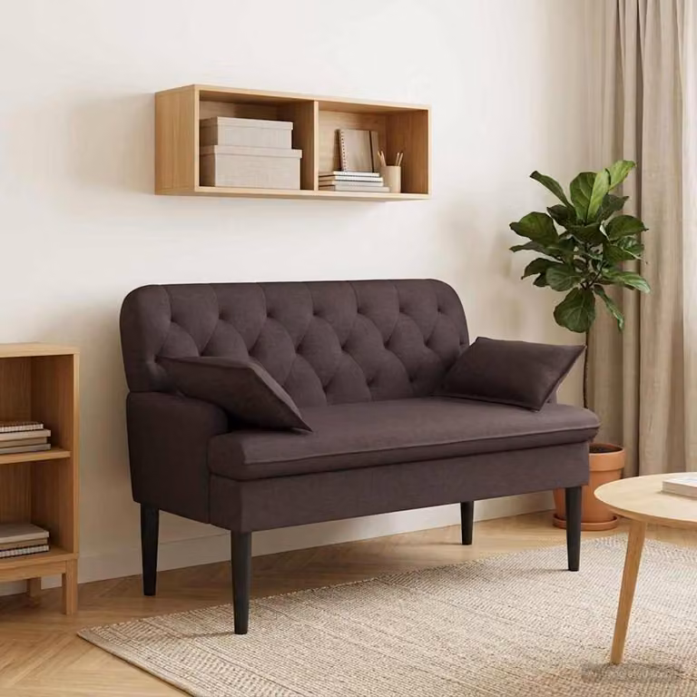 Loveseat moderno vidaXL in tessuto marrone con bottoni imbottiti L: 111 cm, P: 68 cm, H: 80 cm