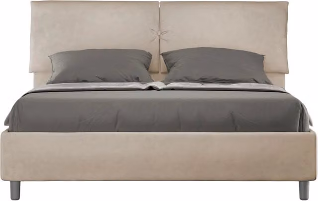 Letto Matrimoniale Moderno GIORDANOSHOP in Microfibra Beige con Rete a Doghe Piatte L: 175 cm, P: 222 cm, H: 110 cm – 1