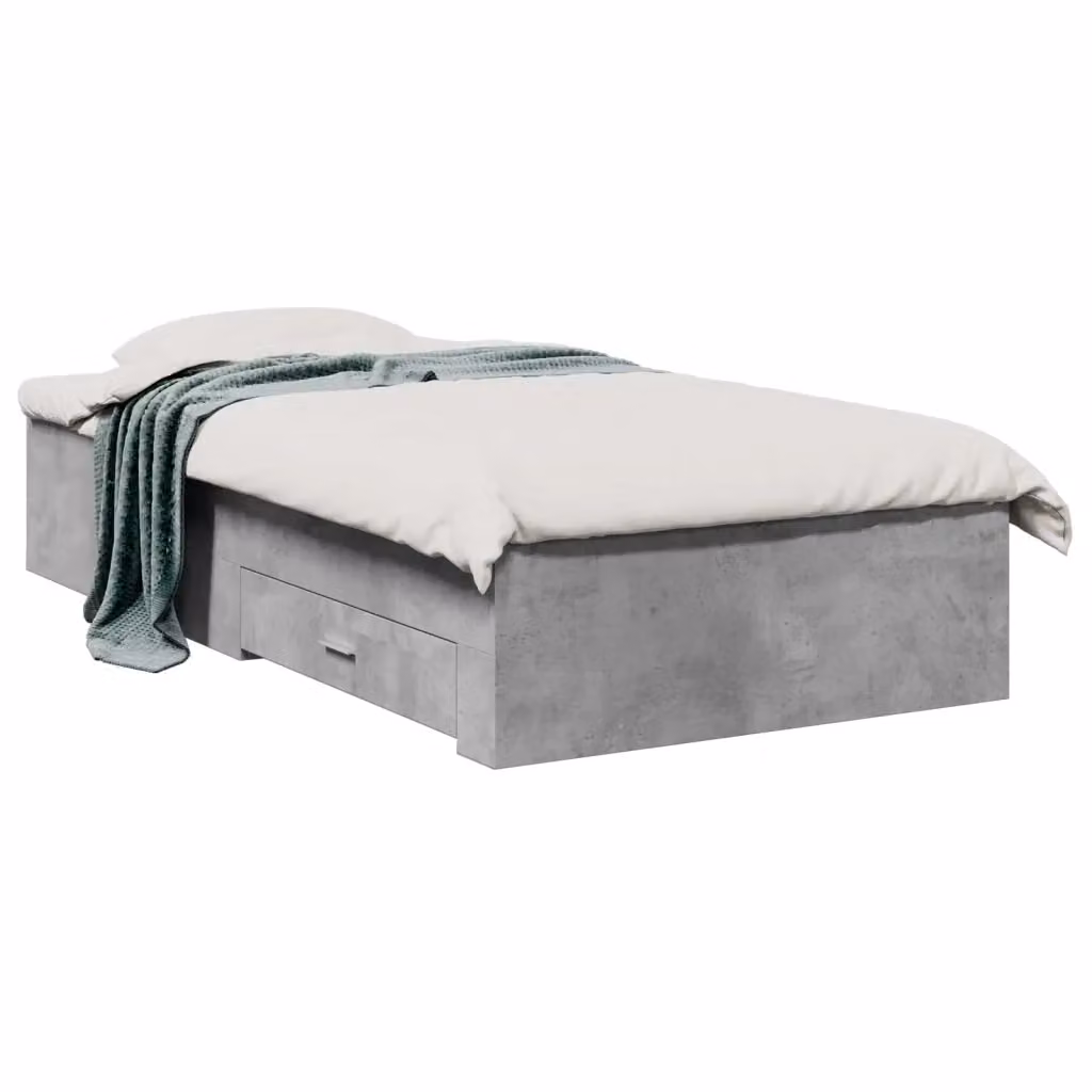 Struttura letto con cassetti vidaXL in legno ingegnerizzato grigio cemento stile rustico – 2
