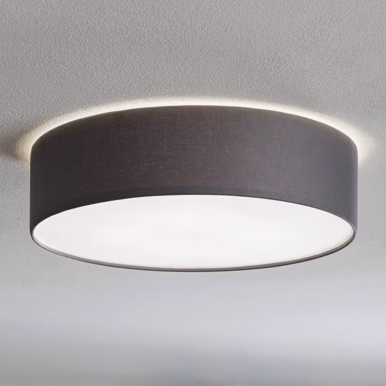 Plafoniera soffitto Rondo TK Lighting, dimmerabile, Alluminio / Grigio / Zincato, Camera da letto, Tessuto / Stoffa / Seta, Moderno, Plafoniera
