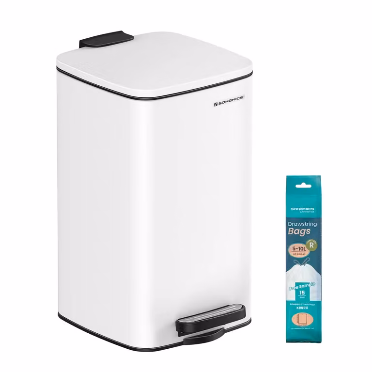 Pattumiera da Bagno Compatta per Piccolo Spazio, Bianco / 8L
