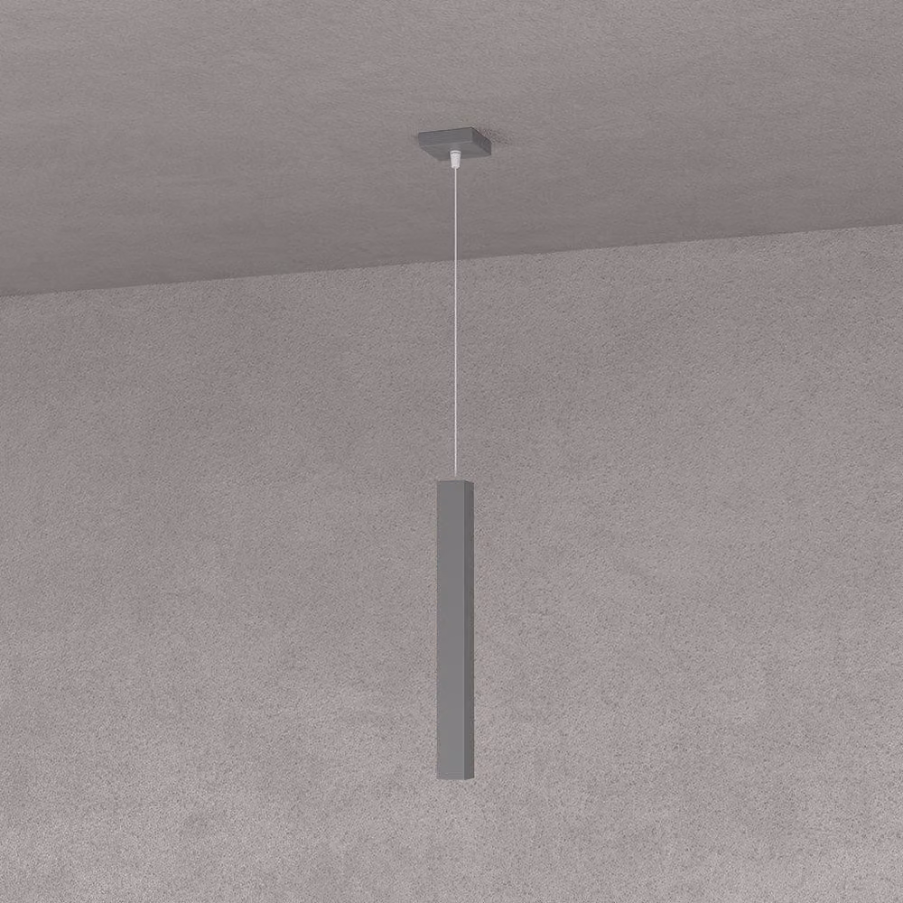 Sospensione Moderna Square Tube Metallo Grigio Antracite 1 Luce Gu10