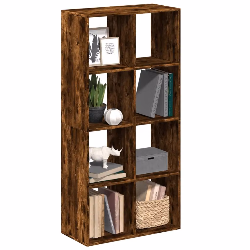 Libreria Divisorio vidaXL Moderna in Truciolato e MDF, Colore Rovere Fumo, L: 69,5 cm, P: 29 cm, H: 137,5 cm