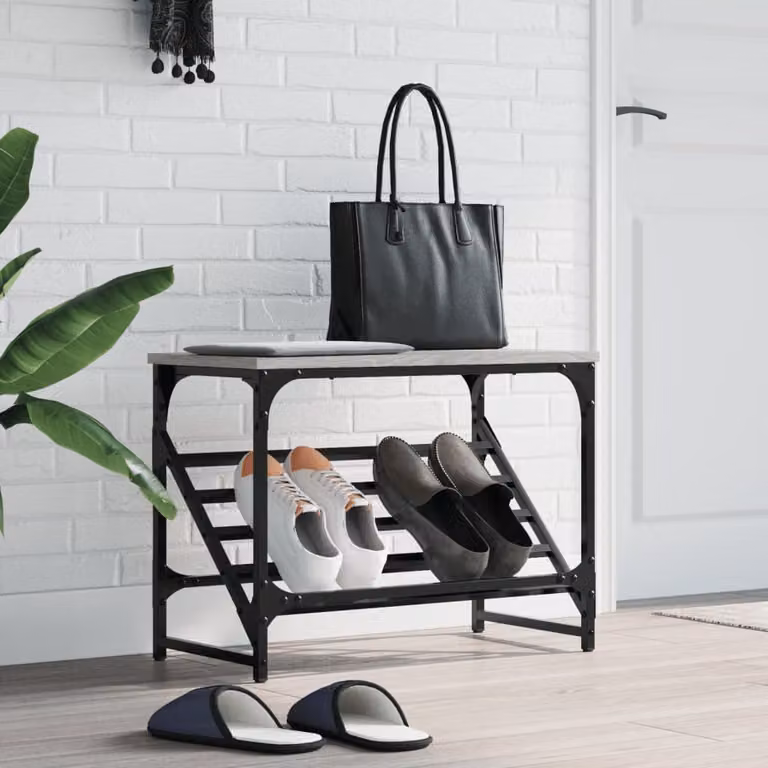 Scarpiera vidaXL Grigio con ripiani interni in legno e metallo L 60 cm, P 30 cm, H 45 cm
