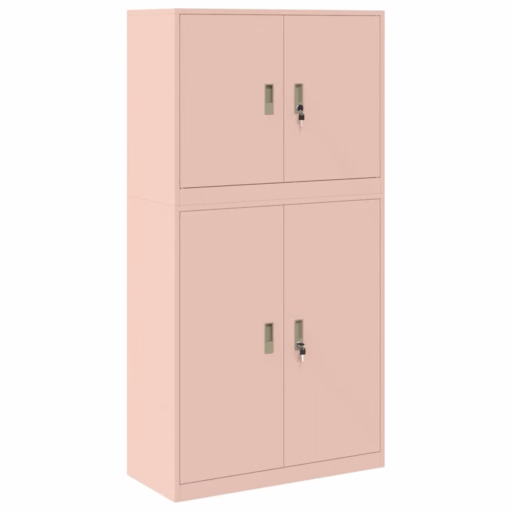 Armadio in metallo vidaXL rosa con ante a battente e serratura, L/P/H: 90 x 40 x 175 cm – 2