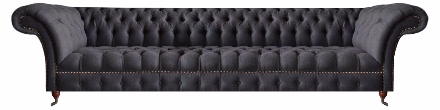 Schicke Schwarze Chesterfield Sitzmöbel Designer Textilcouch Viersitzer