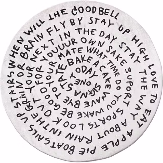 Tappeto rotondo Qeeboo Morning Thoughts con design astratto moderno in bianco e nero, Diametro: 200 cm