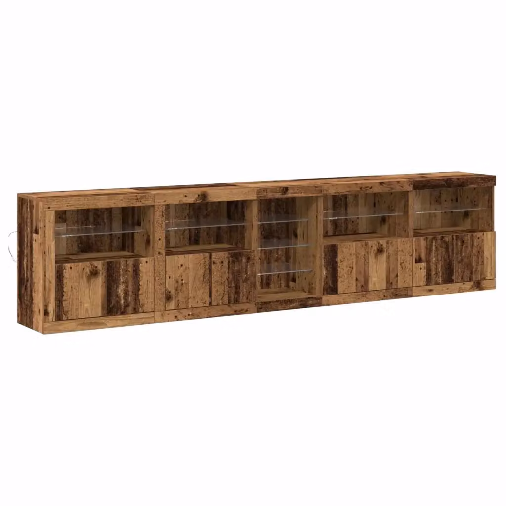 Madia moderna vidaXL in legno marrone con illuminazione LED integrata L: 283 cm, P: 37 cm, H: 67 cm – 2