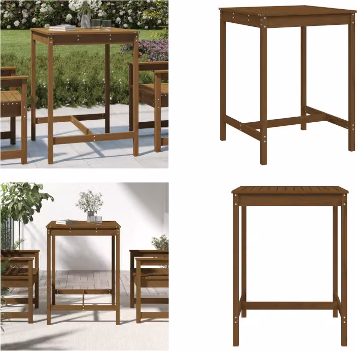 vidaXL Tavolo da giardino marrone miele 82,5x82,5x110 cm in legno di pino massiccio - Tavolo da giardino - Tavoli da giardino - Tavolo da esterno - Tavolo da patio
