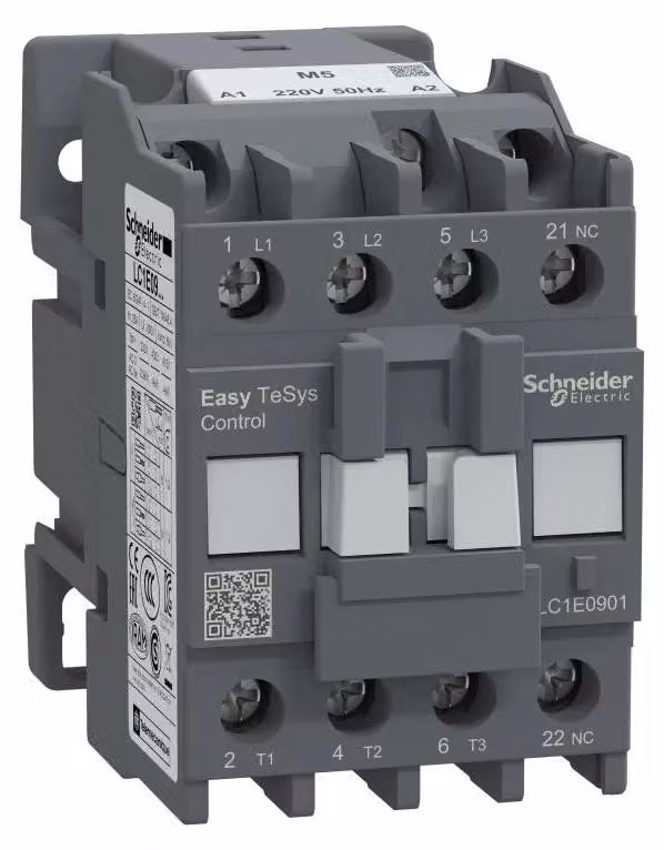 Schneider Electric Easy TeSys Contattore di potenza 3P 9A 1NC 220 V CA 50 Hz LC1E0901M5