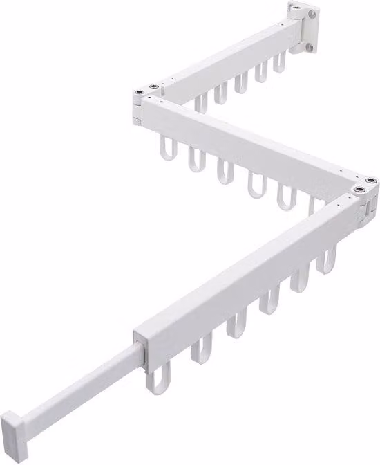 Portaoggetti da parete in alluminio, 128 cm, 18 ganci, a 3 ripiani, salvaspazio, montaggio a parete, bianco