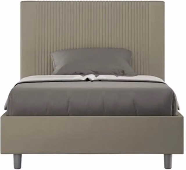 Letto matrimoniale francese senza rete imbottito 140x210 similpelle cappuccino Goya
