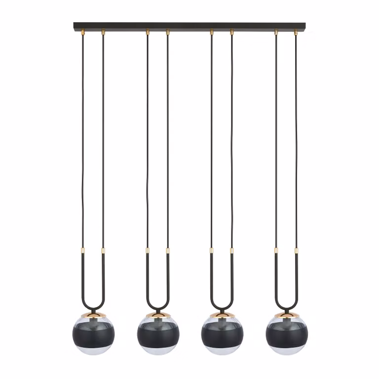 Lampadario Emibig 4xE14 40W GLAM 4 NERO/RIGHE 1113/4