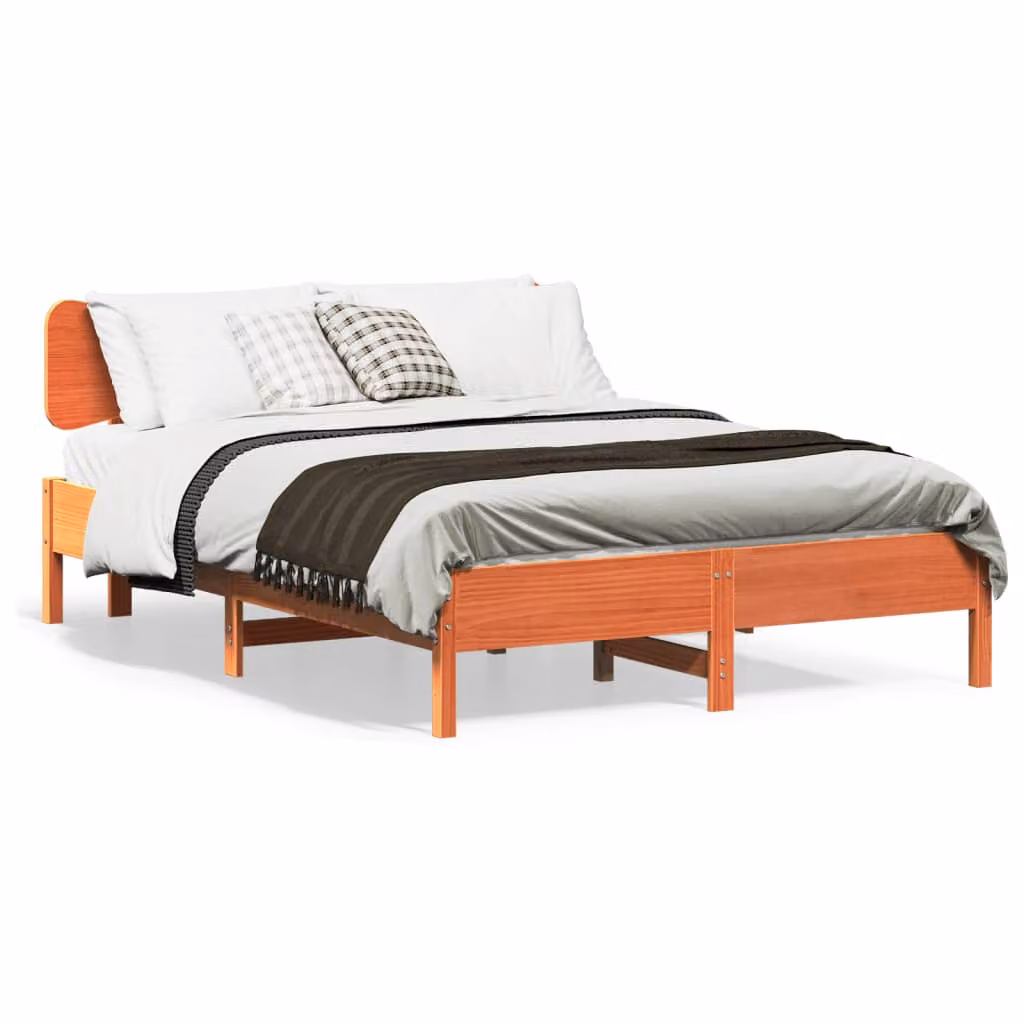 vidaXL Giroletto in legno di pino marrone cera con doghe fisse L/P: 120 x 200 cm