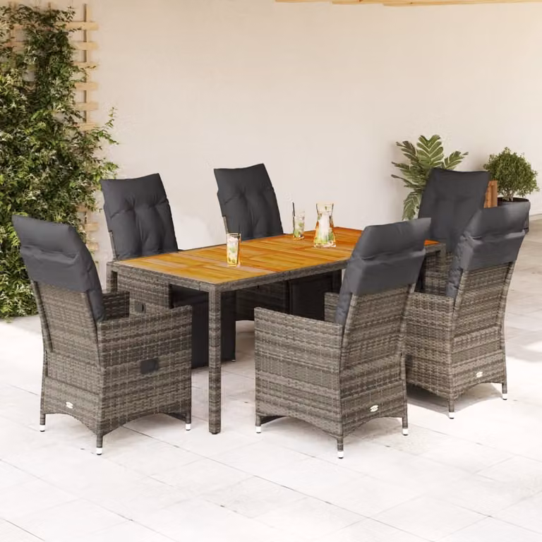 Maison Exclusive - Set da giardino bistrot 7 pezzi con cuscini grigio in polyrattan