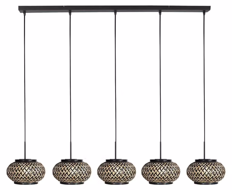 Lampada a sospensione - naturale nero - HaloSwap - bambù metallo - grande lampada da tavolo da pranzo - E27 - 4528ZW - Steinhauer