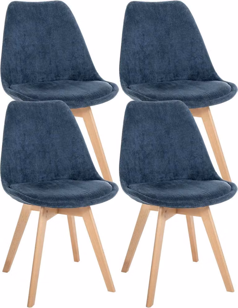 set di 4 sedie da pranzo - sedie da cucina - comode e facili da pulire | Colore: blu scuro | Materiale: corda