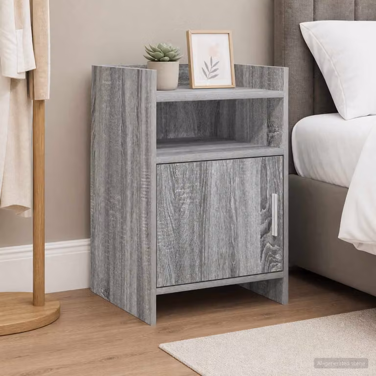 Comodino vidaXL in stile moderno color grigio opaco in legno ingegnerizzato e metallo L/P/H: 40 x 36 x 60 cm