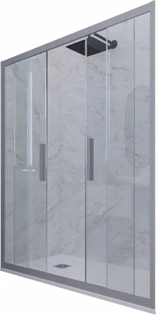 Porta doccia scorrevole a nicchia FORTE mod. Glam con vetro trasparente e profilo silver, L: 170 cm, H: 200 cm