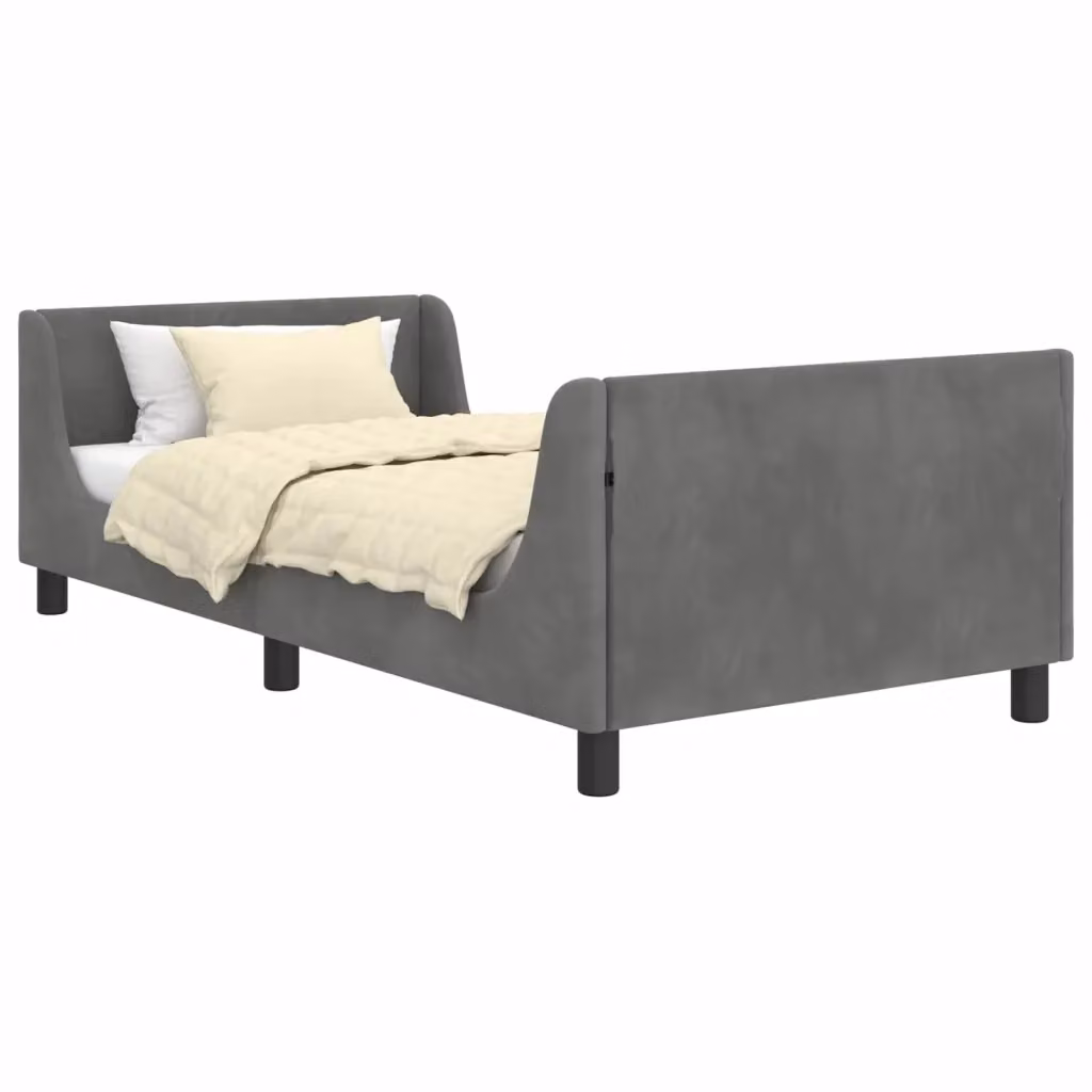 Letto moderno per bambini vidaXL in tessuto grigio con scomparti laterali L/P/H: 205 x 90 x 60 cm – 2