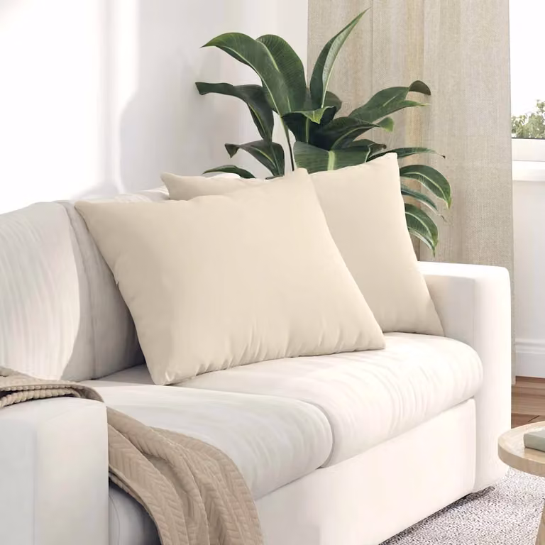 Set di 2 cuscini da divano vidaXL in tessuto beige con fodera rimovibile, L 70 cm x P 50 cm