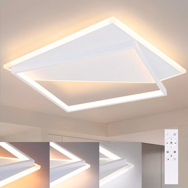 ZMH lampada da soffitto LED da salotto - Dimmerabile 48CM lampada da salotto design moderno con telecomando in metallo illuminazione da soffitto per cucina sala da pranzo camera da letto camera giovanile - Bianco