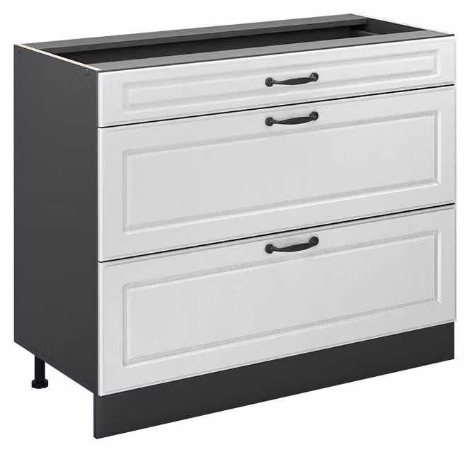 Mobiletto base per cucina Vicco R-Line Bianco country/Antracite 100 cm senza piano di lavoro, Model 71574