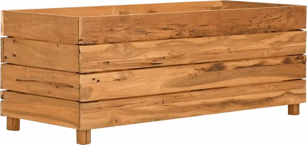 vidaXL Letto rialzato 100x40x38 cm in legno di recupero teak e acciaio