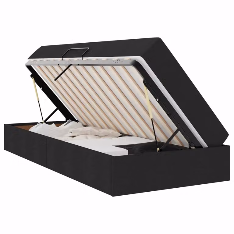 Letto con contenitore e materasso vidaXL nero L: 100 cm, P: 200 cm, H: 43,5 cm