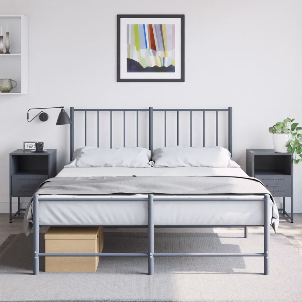 Set di 2 comodini vidaXL in metallo stile industriale, colore antracite, L 36 cm x P 39 cm x H 60,5 cm