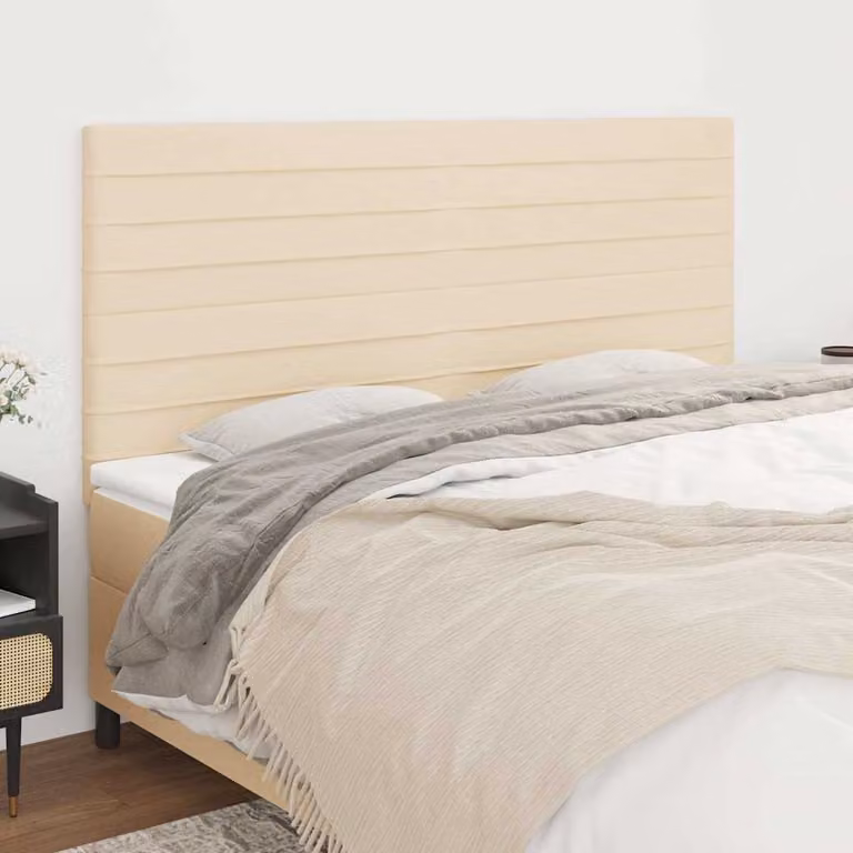 Testiera per letto imbottita vidaXL in tessuto beige L: 200 cm, P: 5 cm, H: 118/128 cm