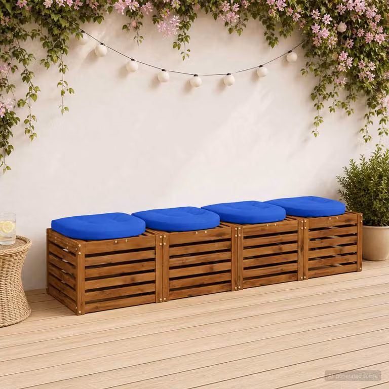 Set di 4 cuscini per sedia vidaXL in poliestere blu reale con imbottitura in schiuma