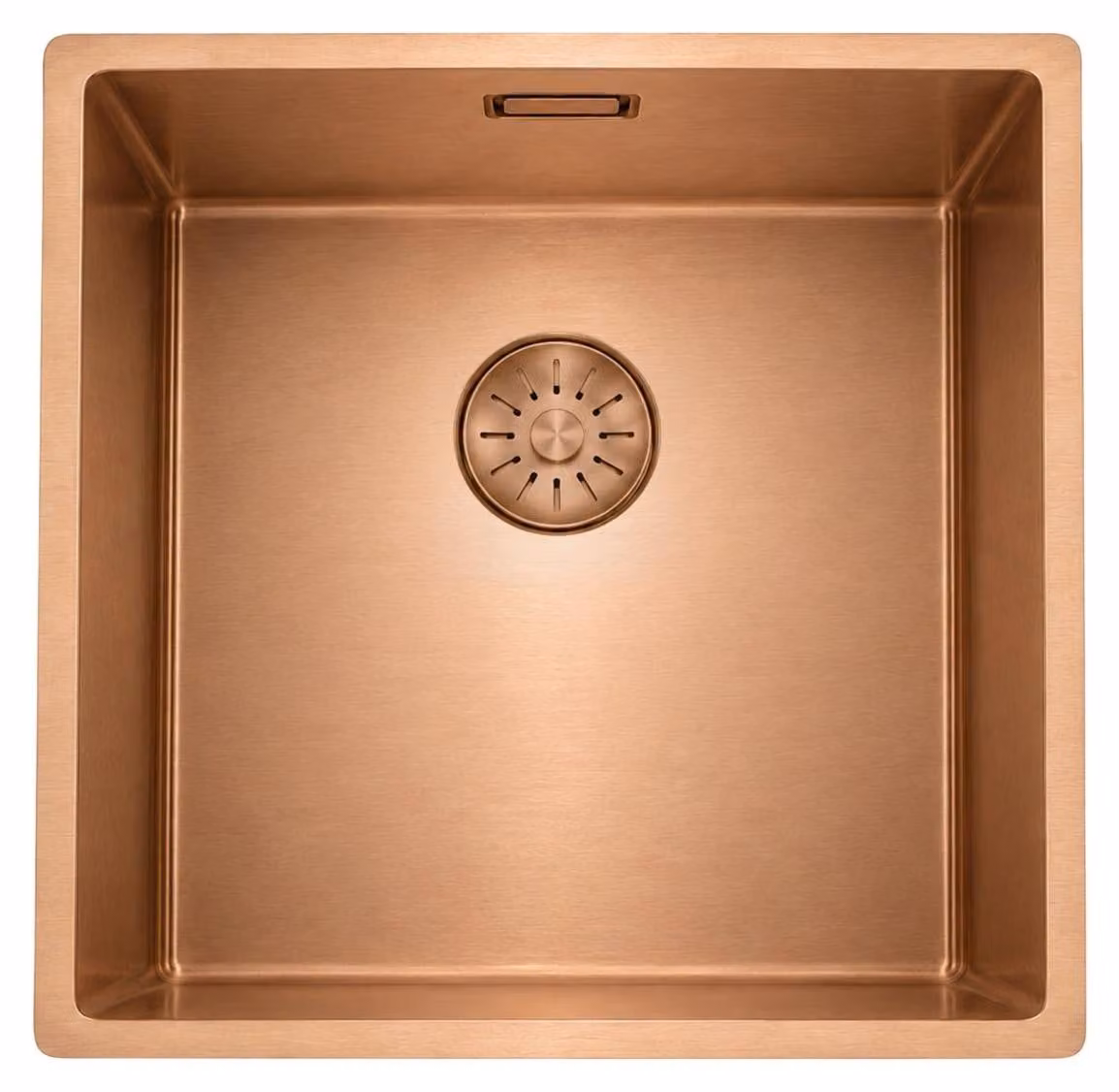 Lavello Pure.Sink Comfort in PVD rame rosé, 40x40 cm, raggio 10 mm, per incasso, a filo piano e a vista PCM4040-62