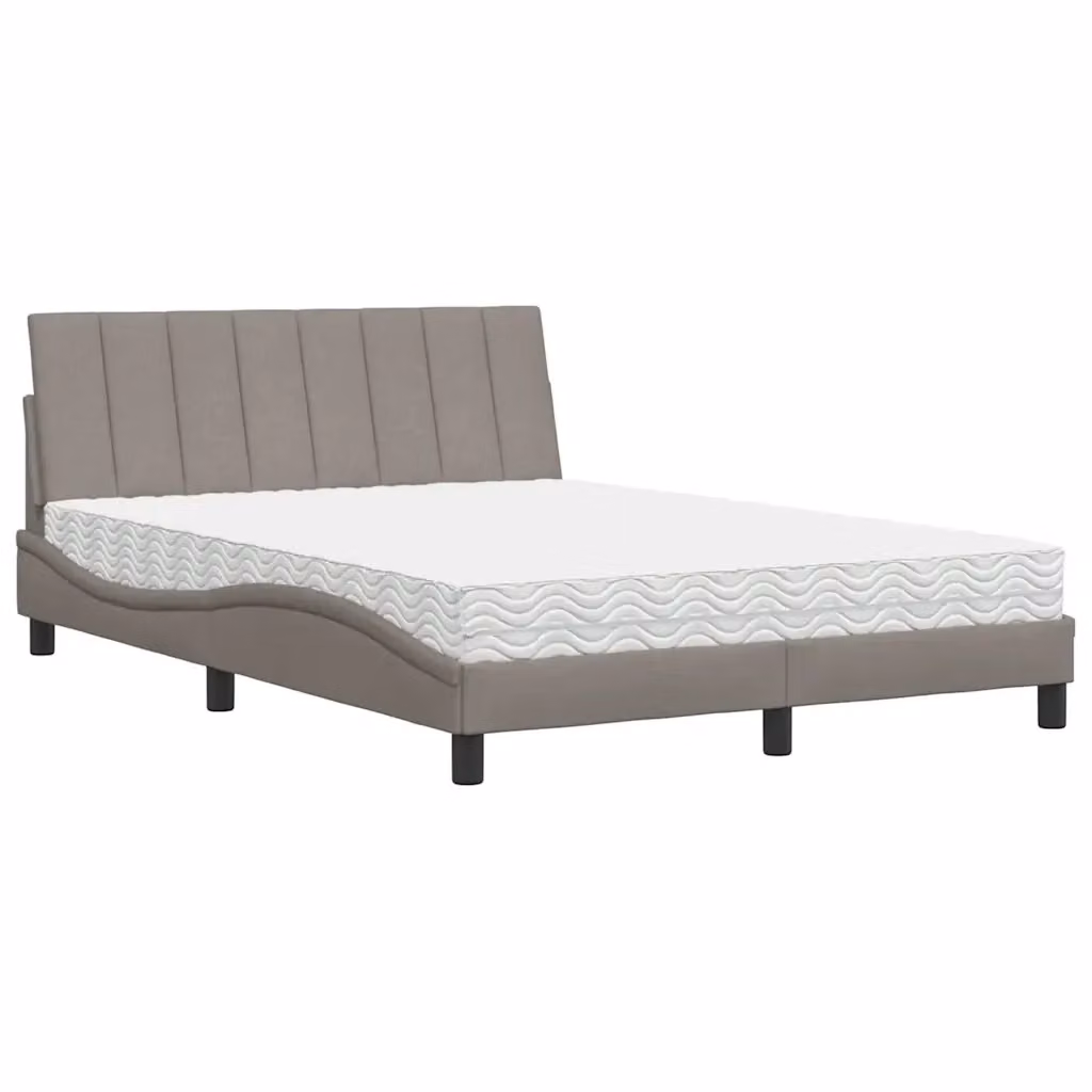 Letto con Materasso Hanko vidaXL in Tessuto Tortora L/P/H: 140 x 200 cm – 2