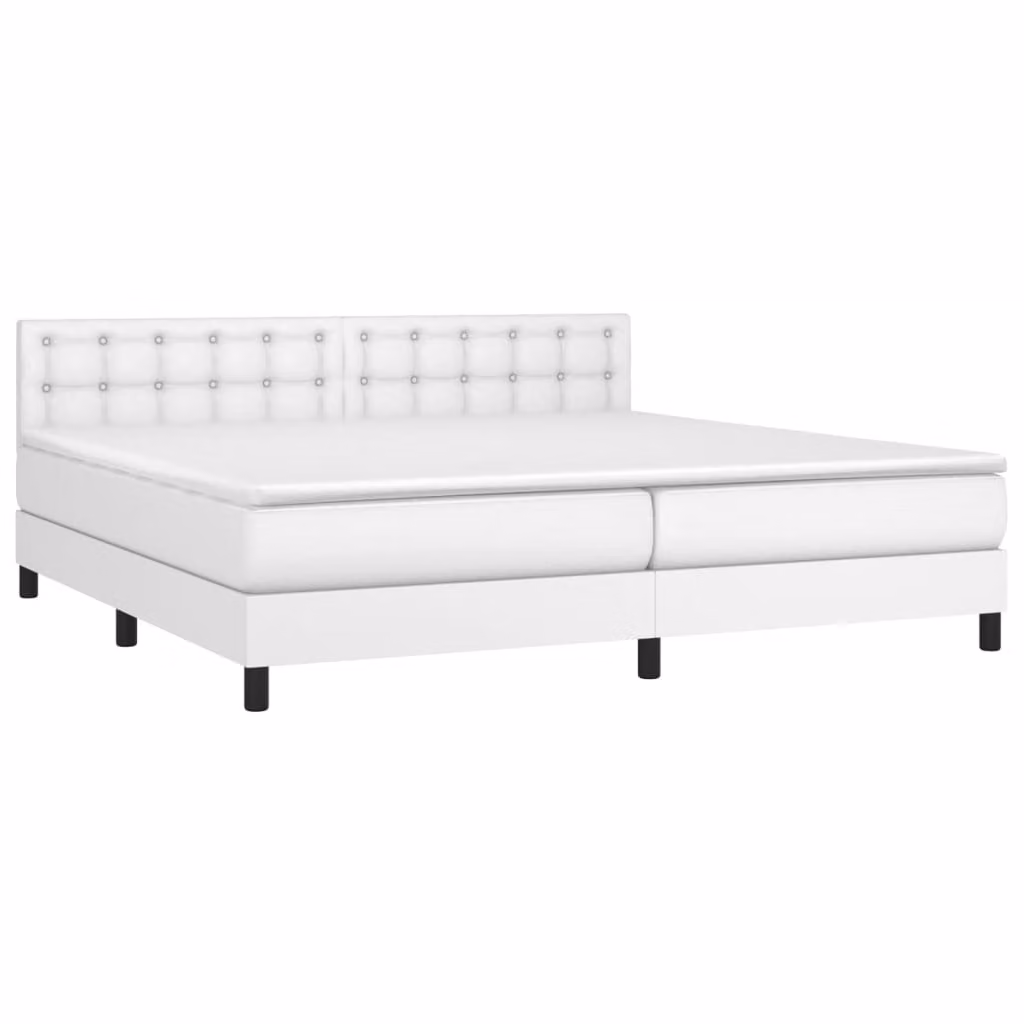 Giroletto a Molle con Materasso Bianco 200x200cm in Pelle finta