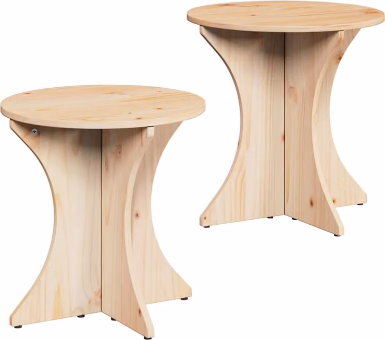 Tavolino da salotto 2 pcs Naturale Legno di pino massello